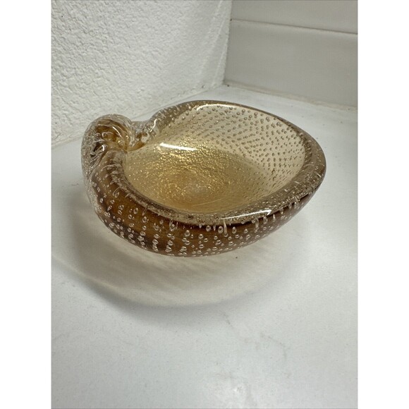 MURANO Bullicante Shell by Flavio Poli Vintage Art Glass Bubble Dish Ashtray - Picture 5 of 16